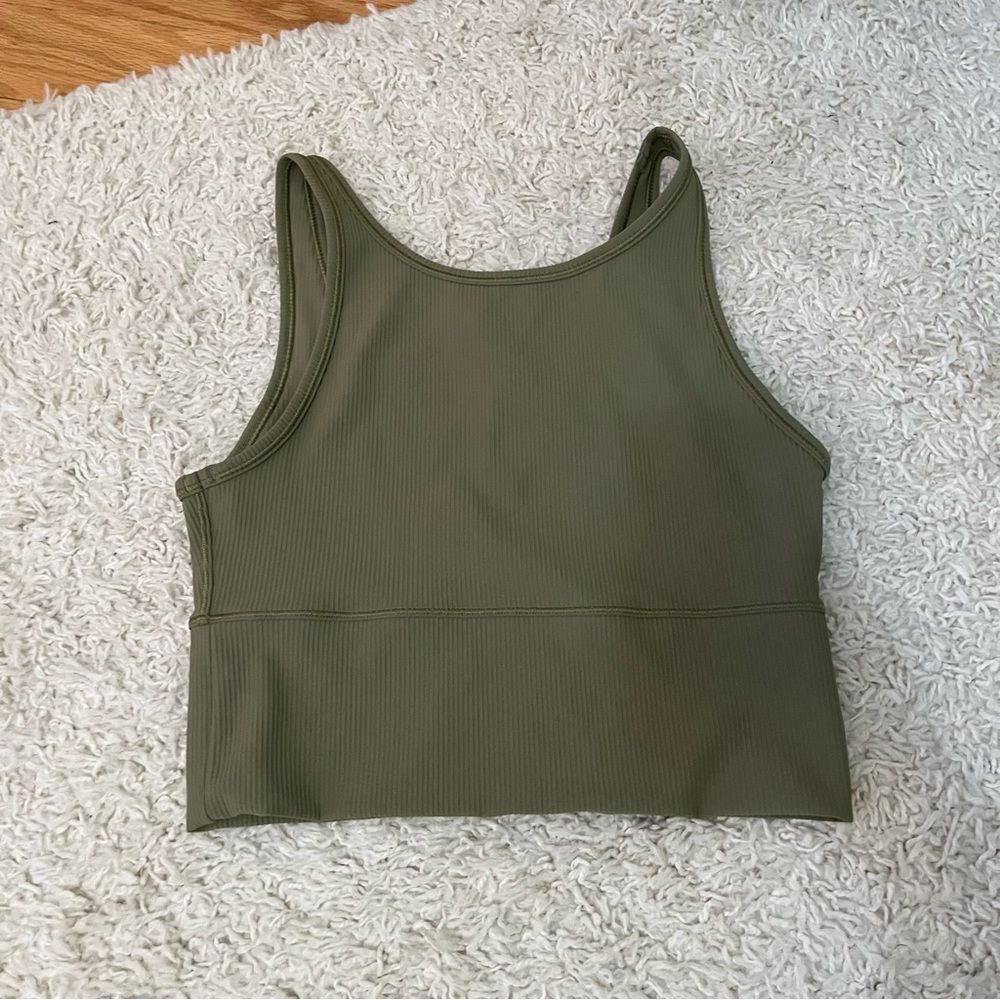 lululemon power pivot tank size 6 bronze green